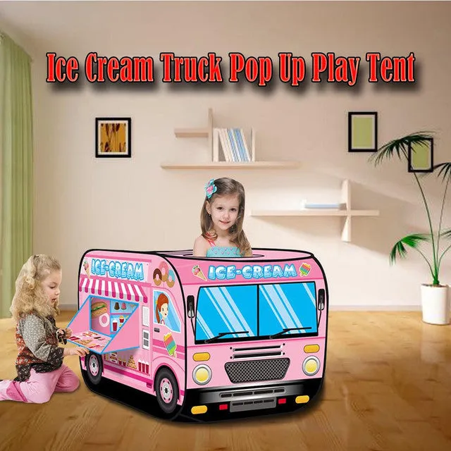 112X70X70Cm Foldable Ice Cream Truck Kids Play Tent