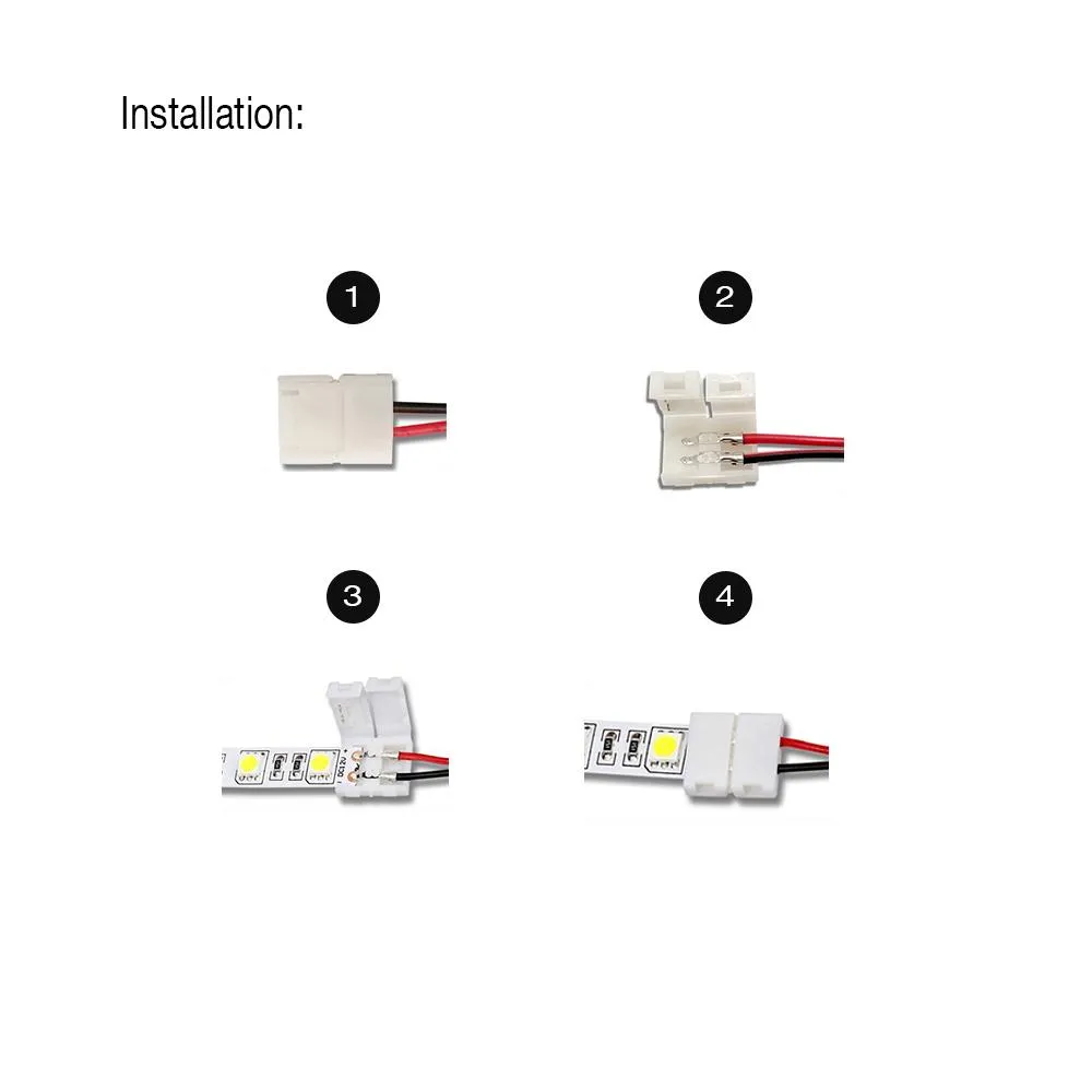 2-Pin Clip-On Connector LED Tape Power Feeds - 6 in