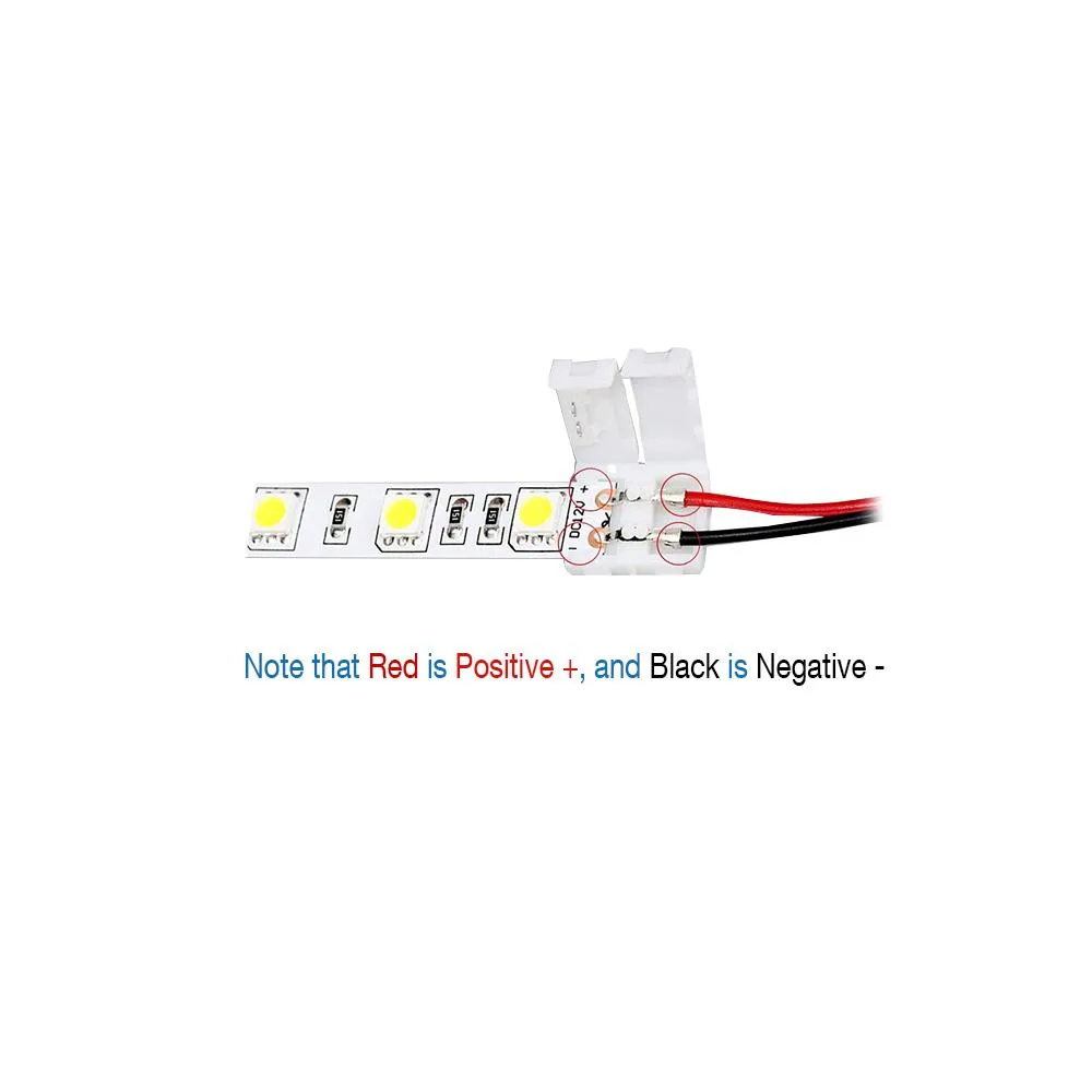 2-Pin Clip-On Connector LED Tape Power Feeds - 6 in