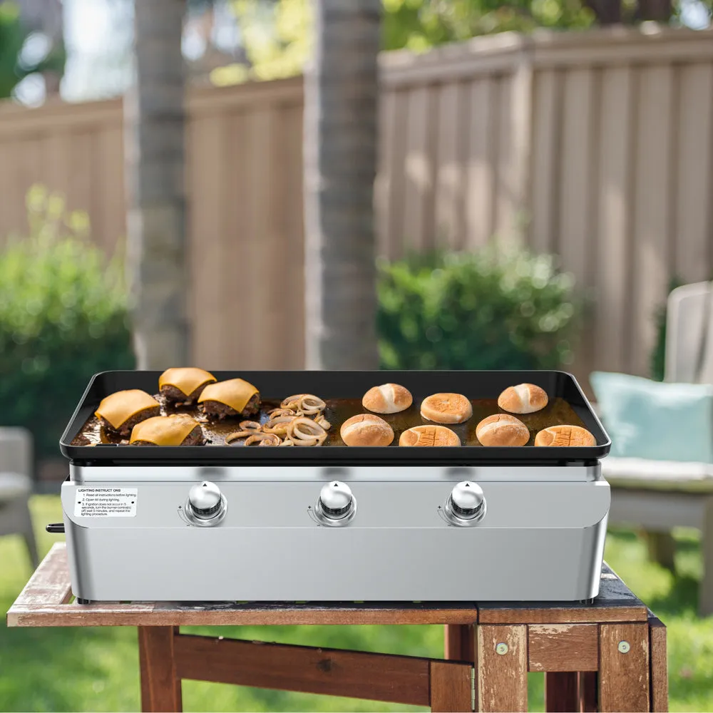 3-Burner Portable Propane Gas Grill with Griddle Top