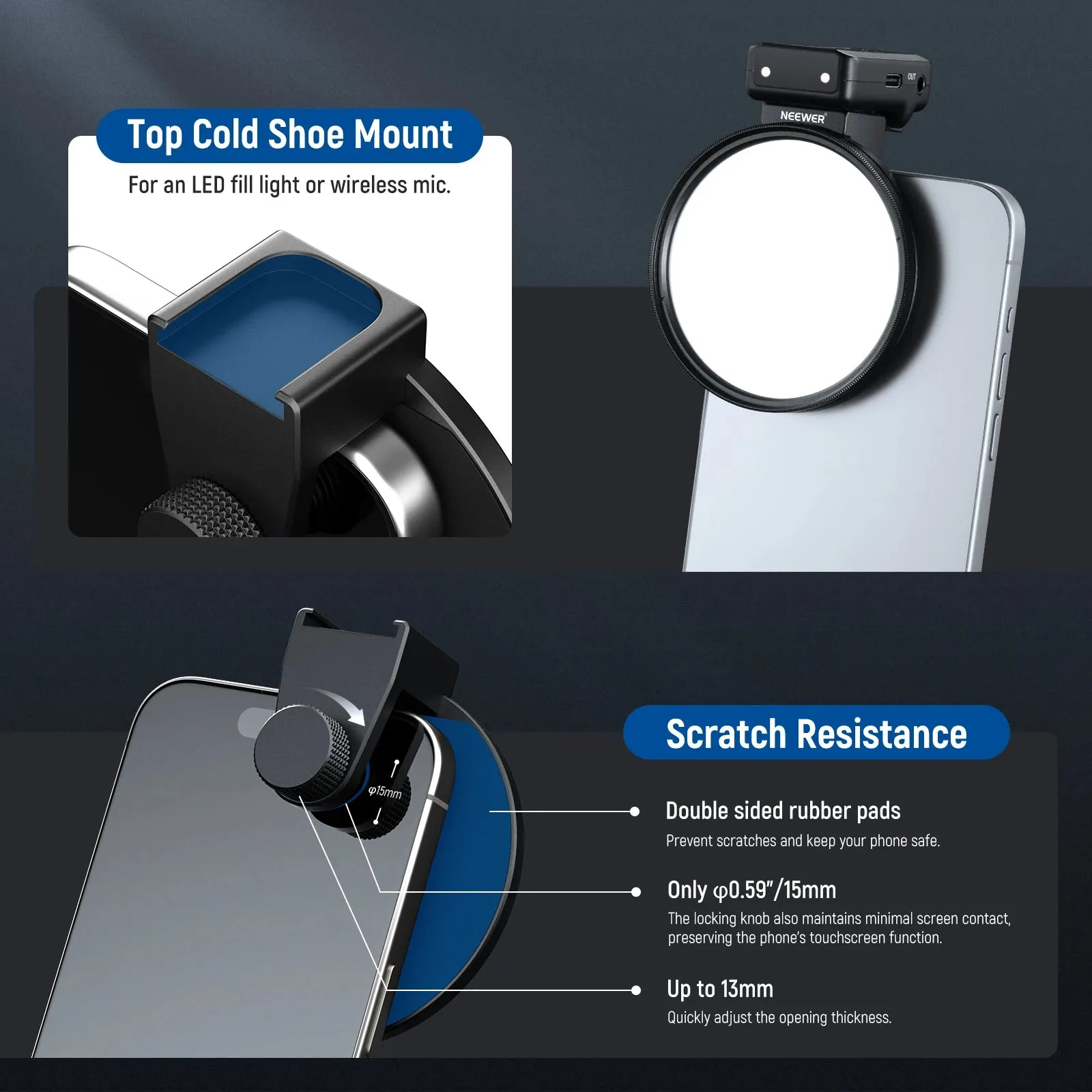 67mm Clip on Nd Phone Filter Kit Optical Glasses & Polymer Safety Film 15.6 Stop 3.8 Optical Density