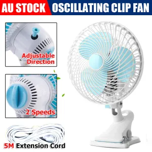 6" Oscillating Fan | Clip Fan 2 Speed | For Hydroponics Grow Tent | Student Desk Fan