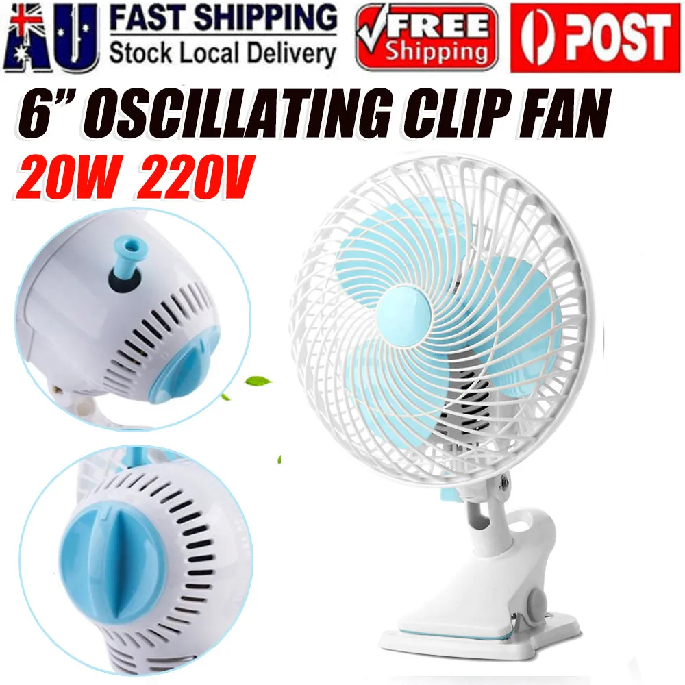 6" Oscillating Fan | Clip Fan 2 Speed | For Hydroponics Grow Tent | Student Desk Fan