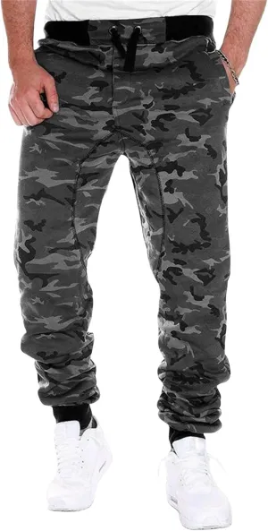 Athletic Sweatpants for Men Camo Joggers Pants Slim Fit Work Hiking Pants Sport Stretch Trousers for Running Outdoor