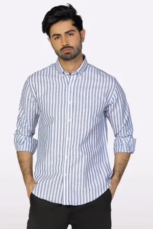 Blue Awning Stripe Casual Shirt