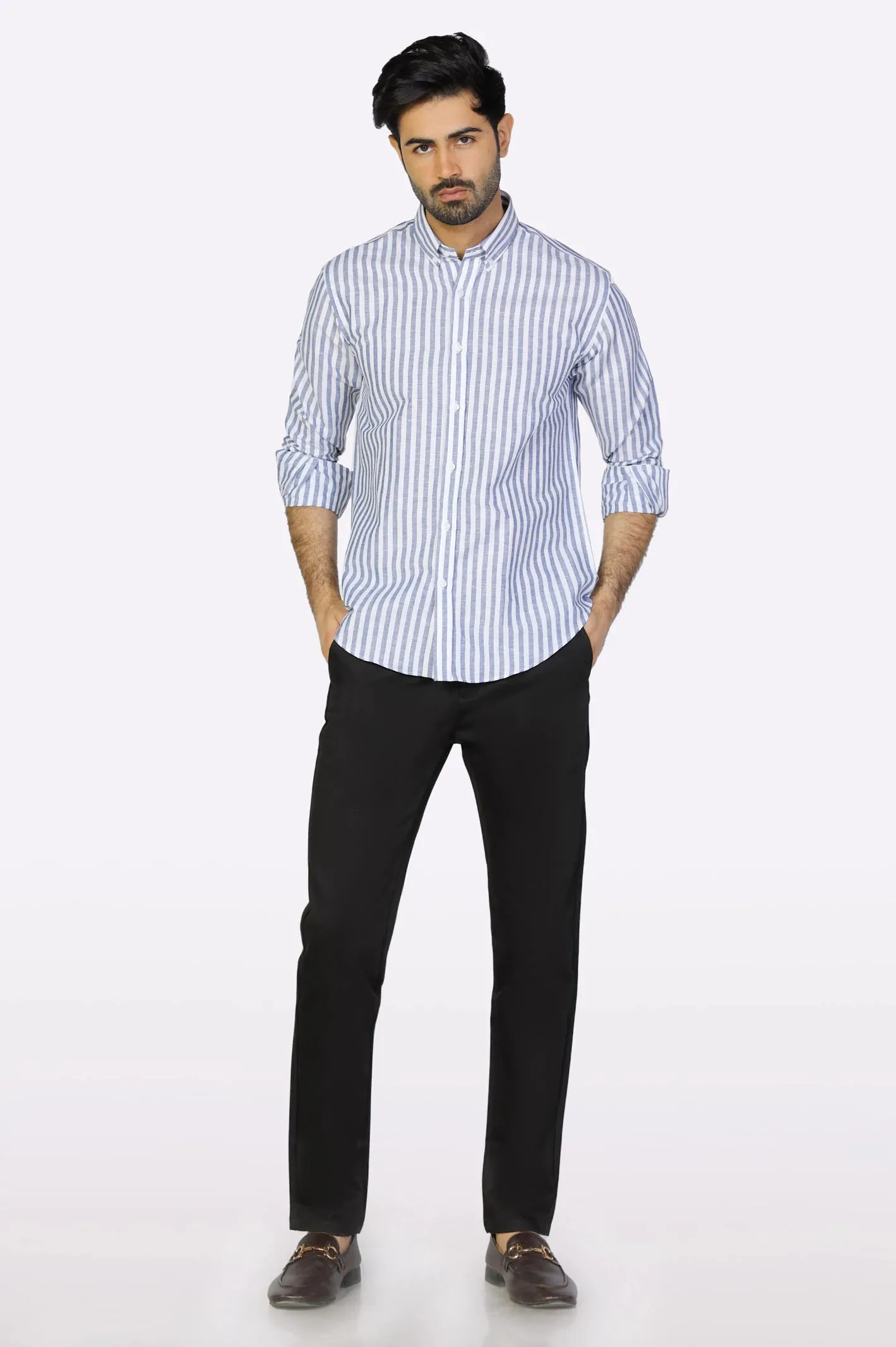 Blue Awning Stripe Casual Shirt