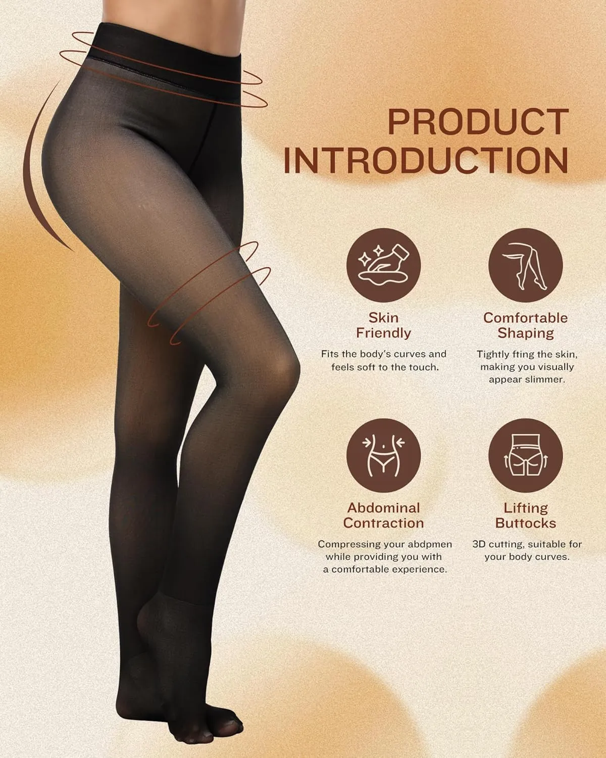 CHRLEISURE Women's Fleece Lined Tights - Fake Sheer Warm Pantyhose Thick Leggings