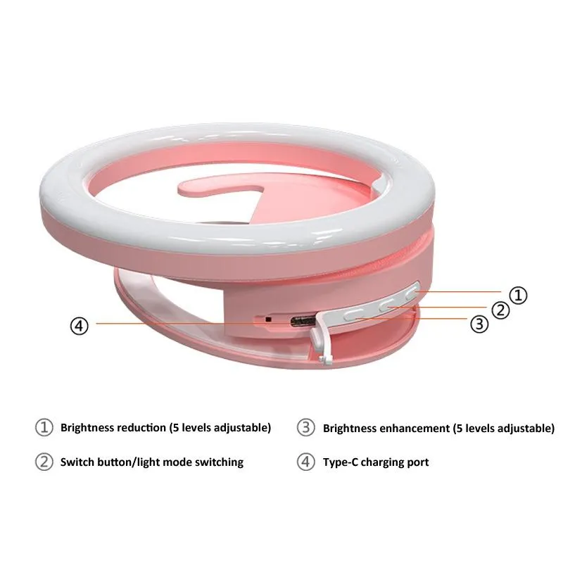 Clip-on Half-ring Fill Light for 10cm Mobile Phones