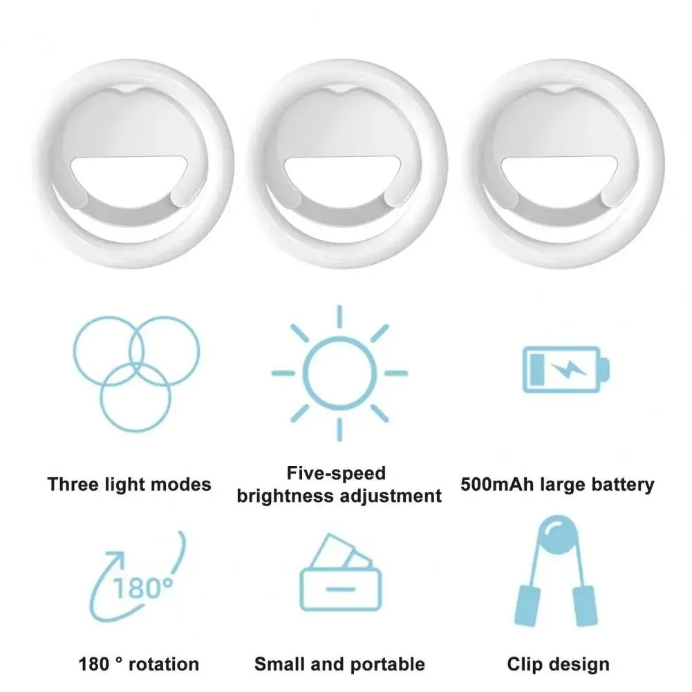 Clip-on Half-ring Fill Light for 10cm Mobile Phones