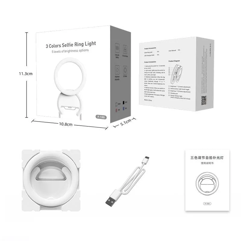 Clip-on Half-ring Fill Light for 10cm Mobile Phones