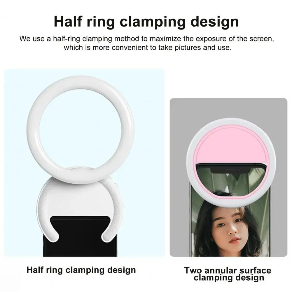 Clip-on Half-ring Fill Light for 10cm Mobile Phones