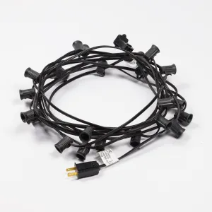 (Cord Only) 21 FT 10 Socket Outdoor Patio String Light Black Cord w/ E12 C7 Base