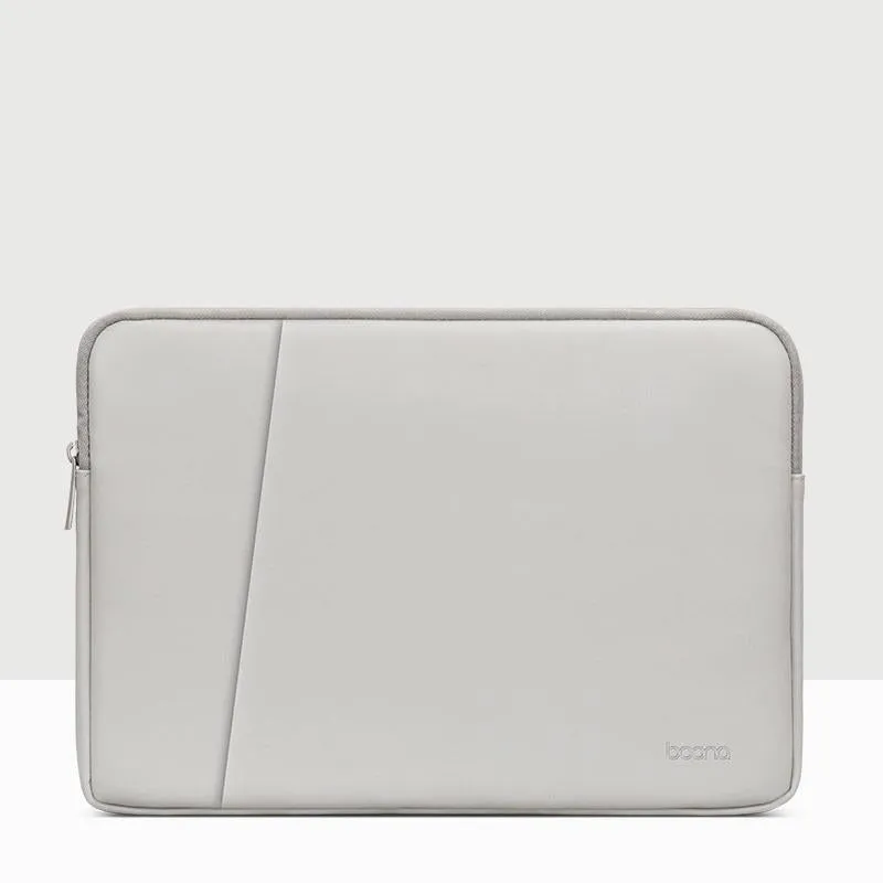 Double-Layer Leather Laptop Bag - 15 / 15.6 Inch - Gray