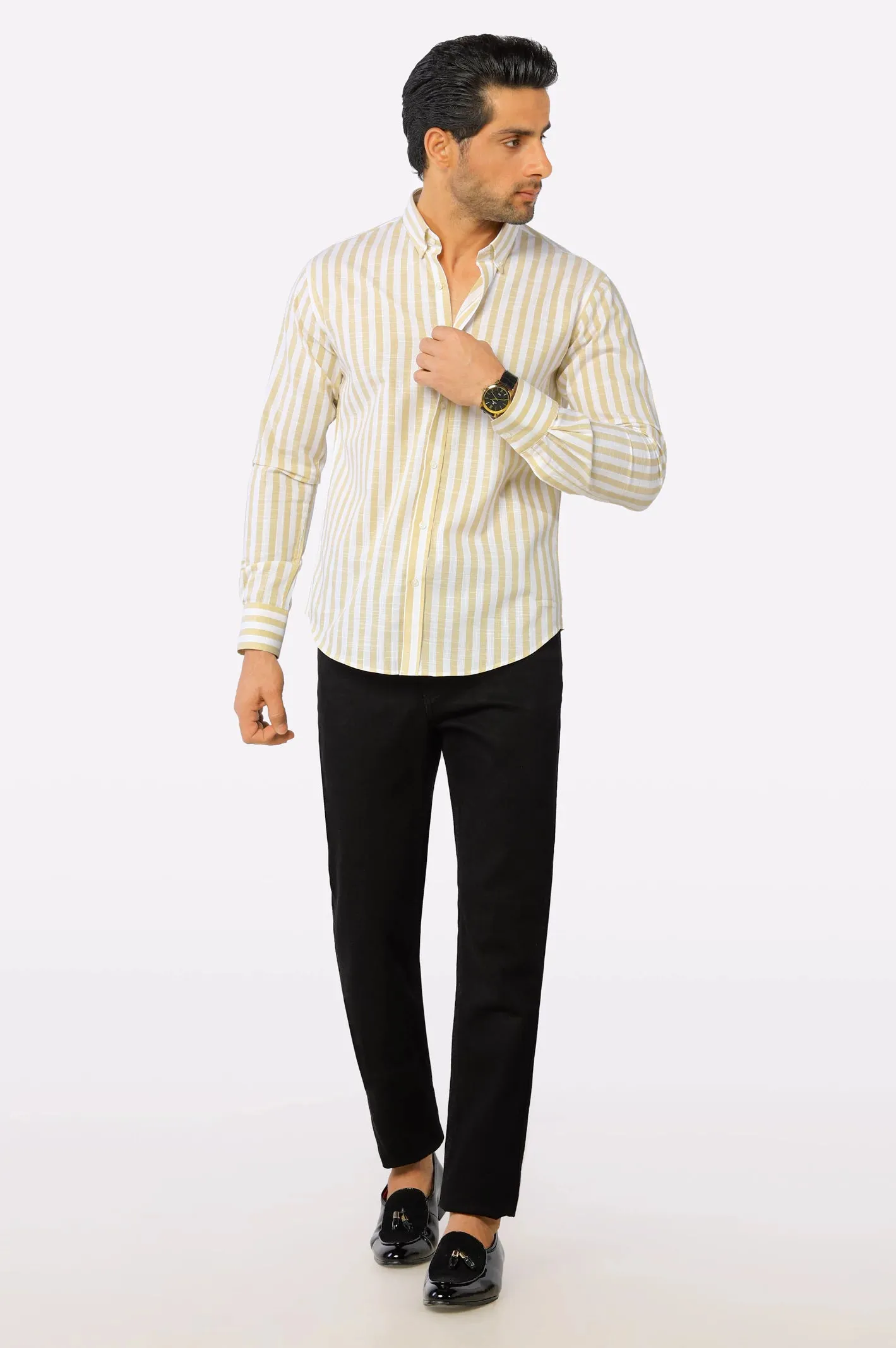 Fawn Awning Stripe Casual Shirt