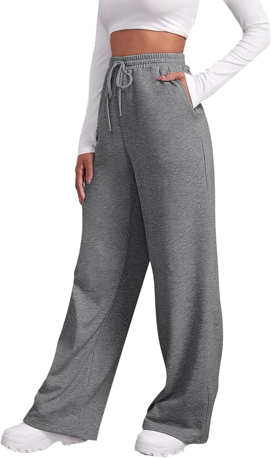 Fleece Lined Sweatpants Women Multi Pocket High Waist Cinch Bottom Jogger Pants Boyfriend Basic Cozy Cargo Sweat Pants