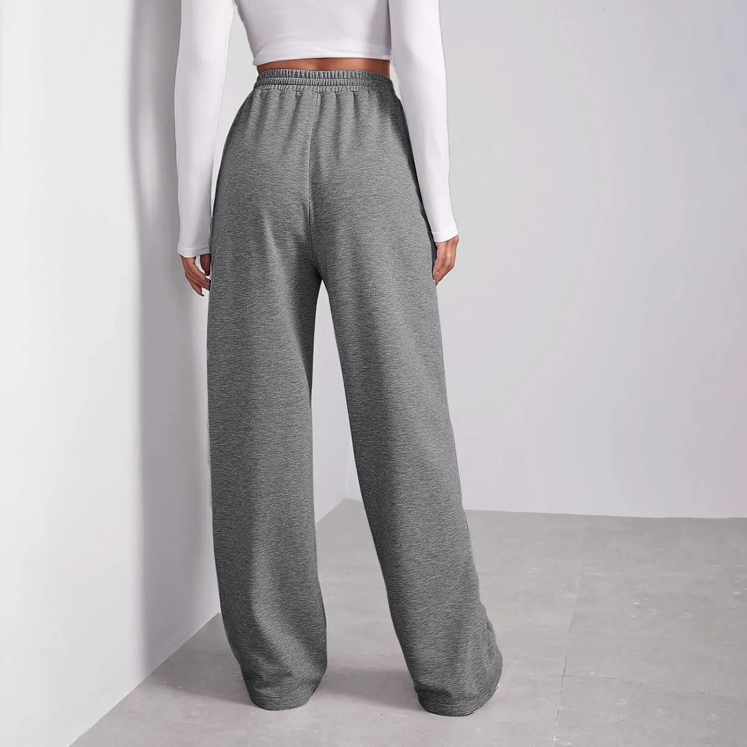 Fleece Lined Sweatpants Women Multi Pocket High Waist Cinch Bottom Jogger Pants Boyfriend Basic Cozy Cargo Sweat Pants