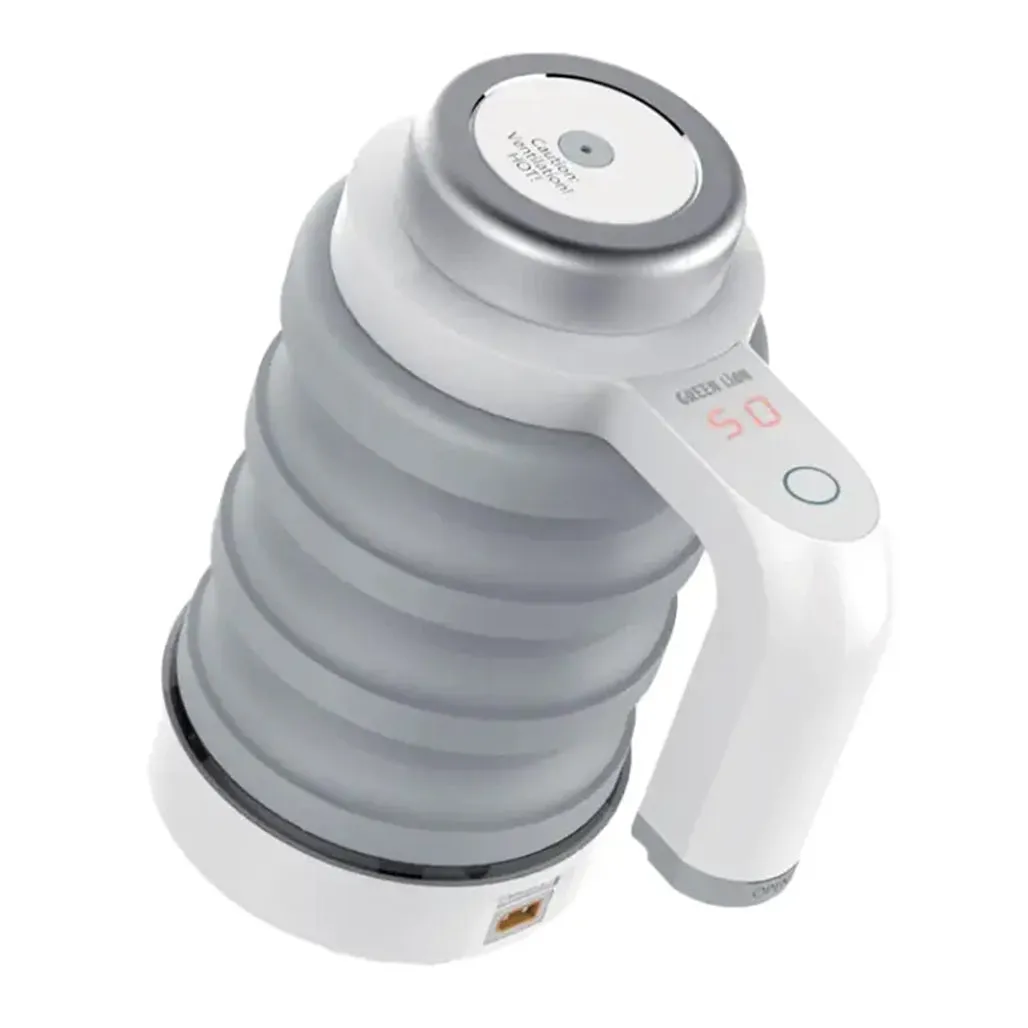 Green Lion Car Folding Electric Kettle – Compact, Travel-Friendly, and Durable - White