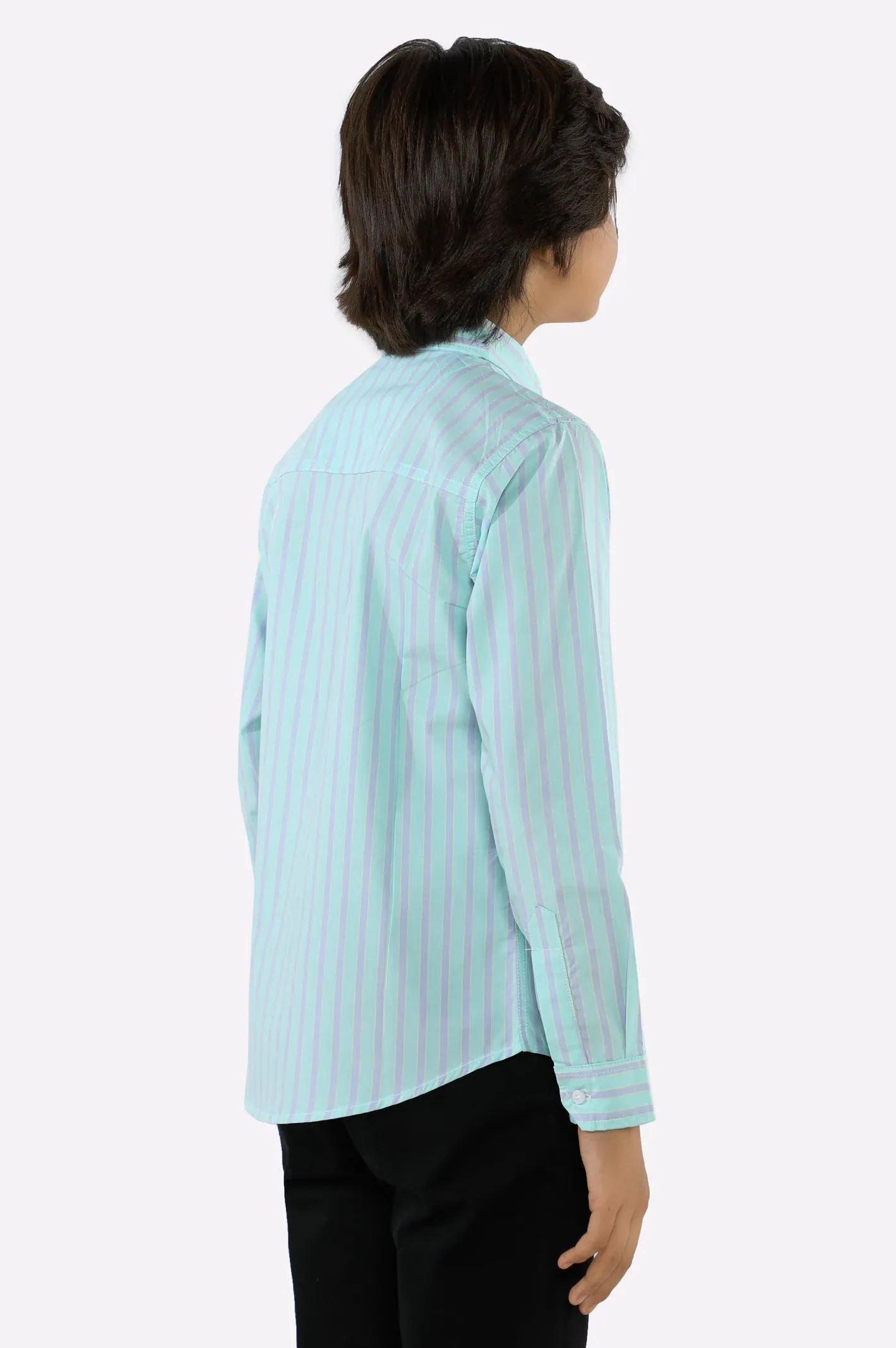 Light Green Awning Stripe Casual Shirt