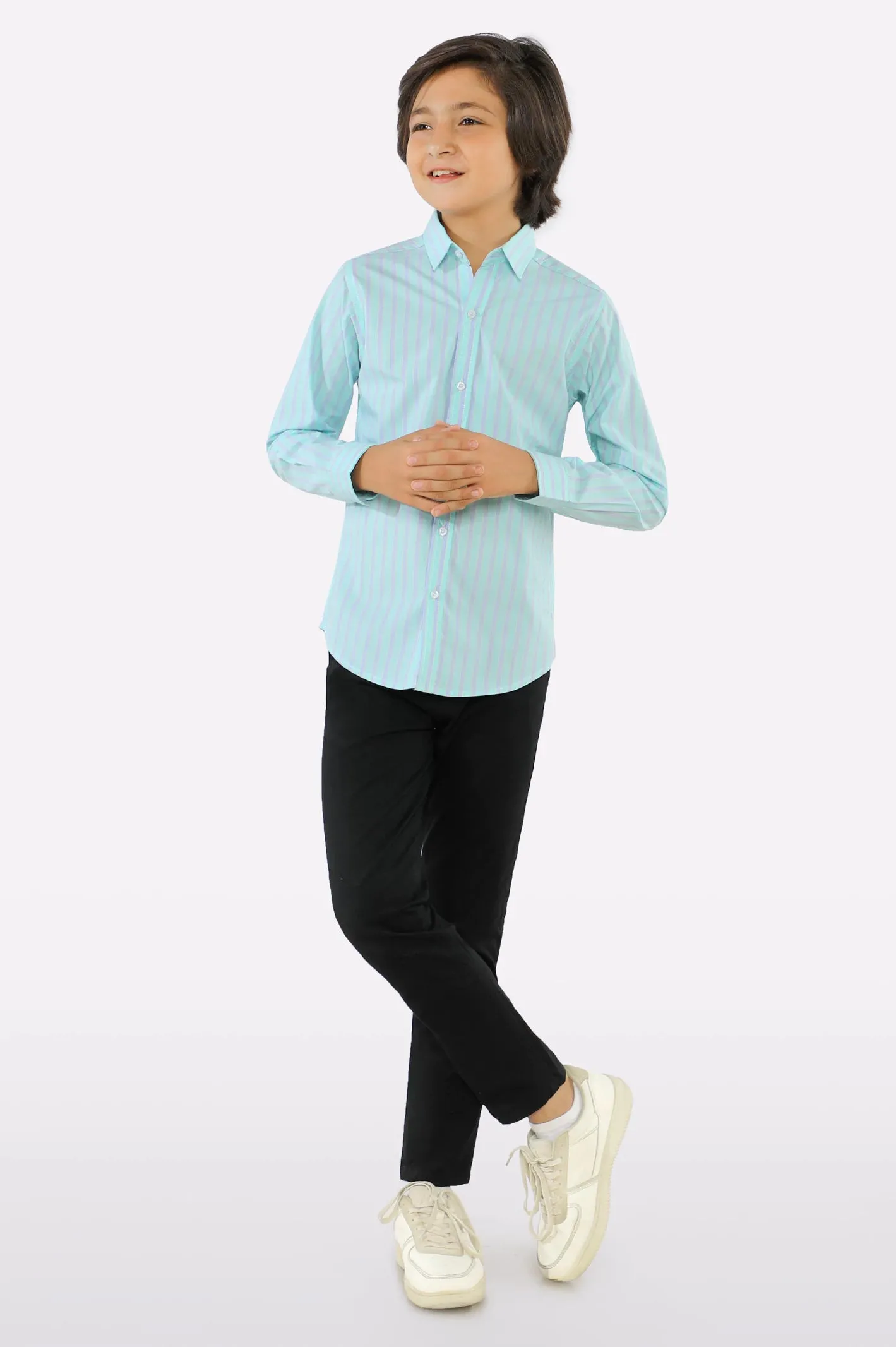 Light Green Awning Stripe Casual Shirt