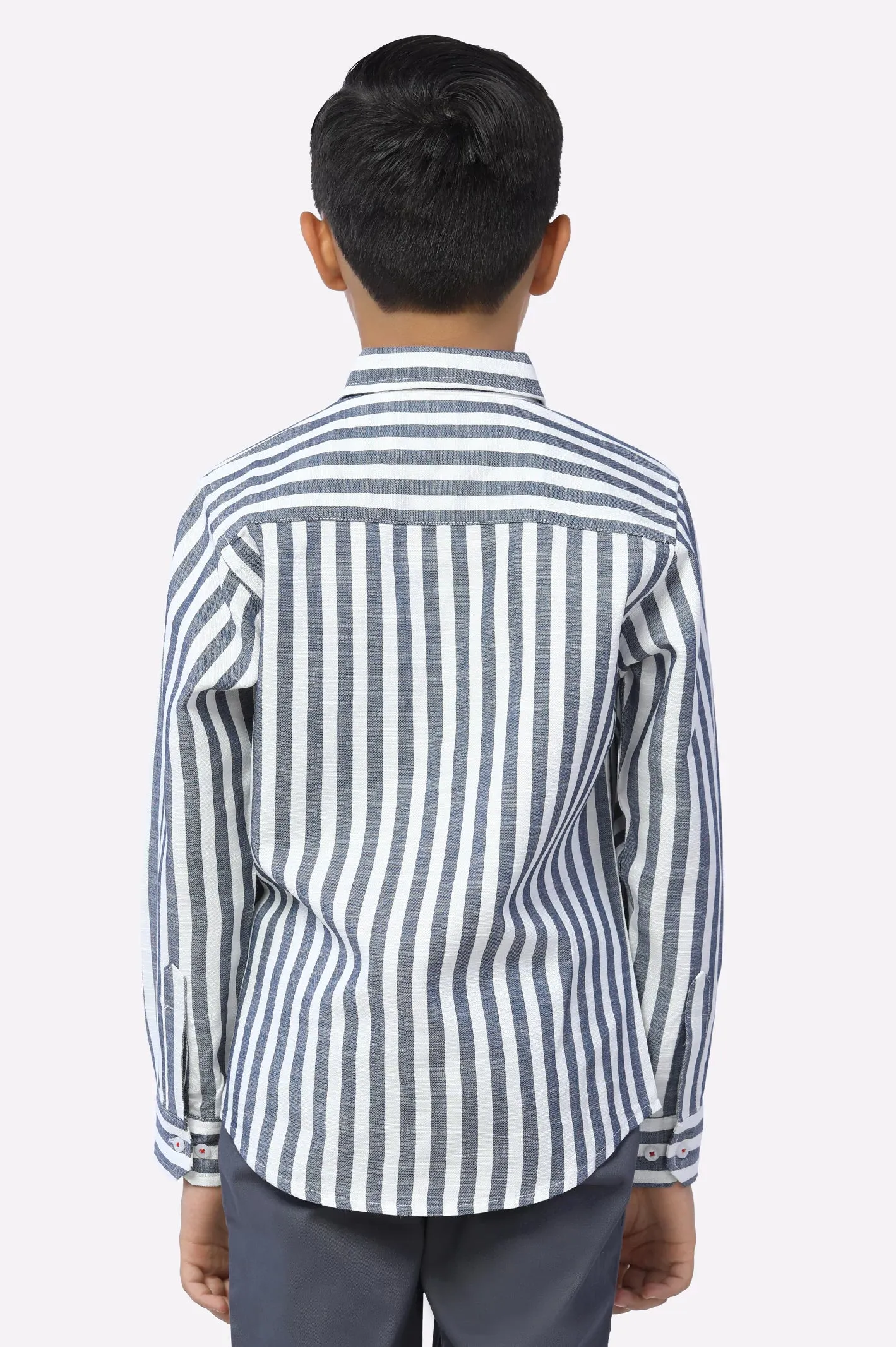 Navy Awning Stripe Boys Shirt