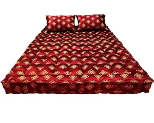 NIVEDHA MATTRESS - Organic Silk Cotton Kapok Ilavam Panju Double Size Mattress, 6 x 4 ft / 72 x 48 x 6 Inches with 2 Pillows,[Panipat Cloth]