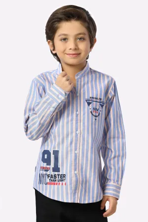Royal Blue Awning Stripes Boys Shirt