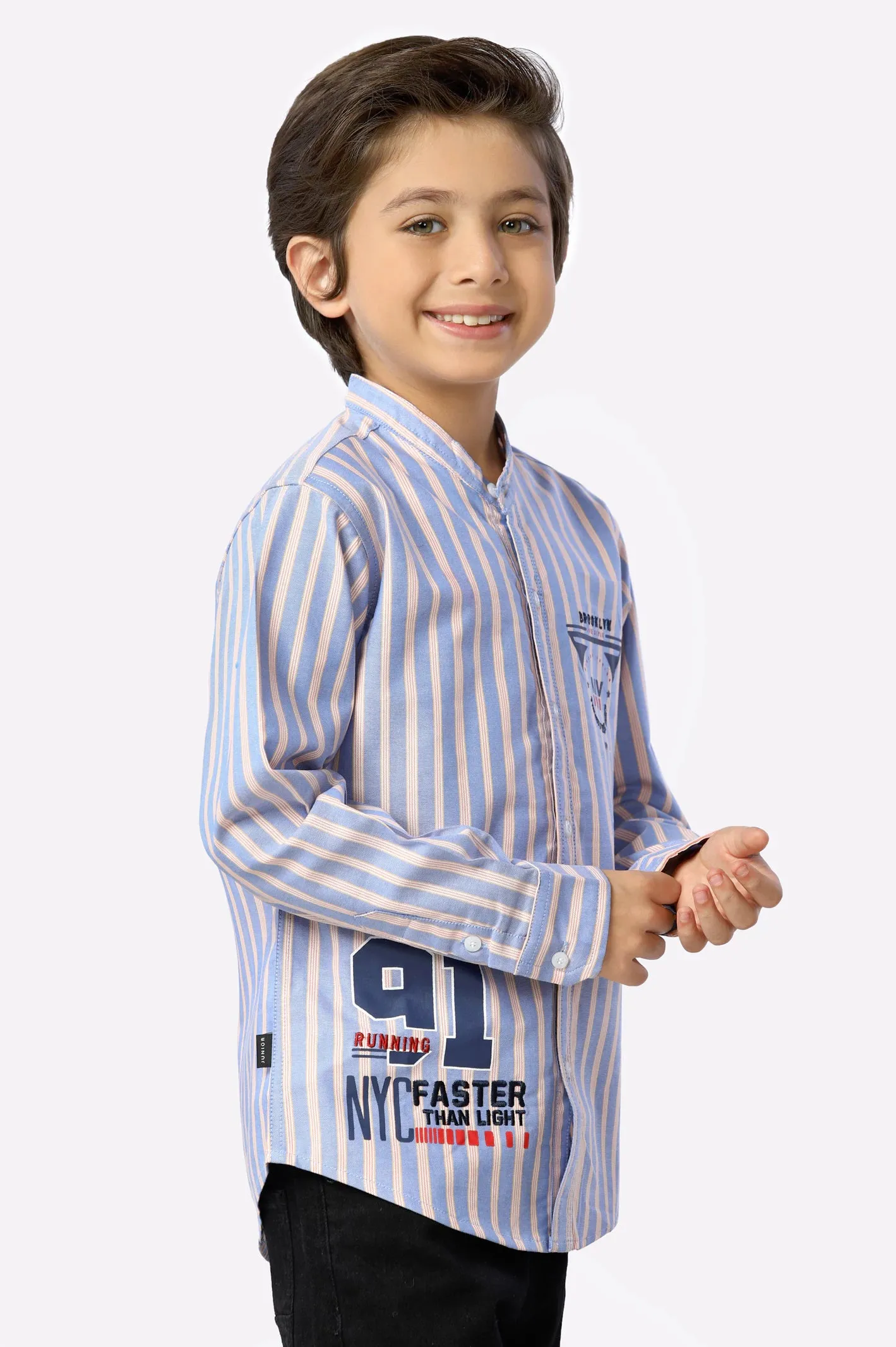 Royal Blue Awning Stripes Boys Shirt