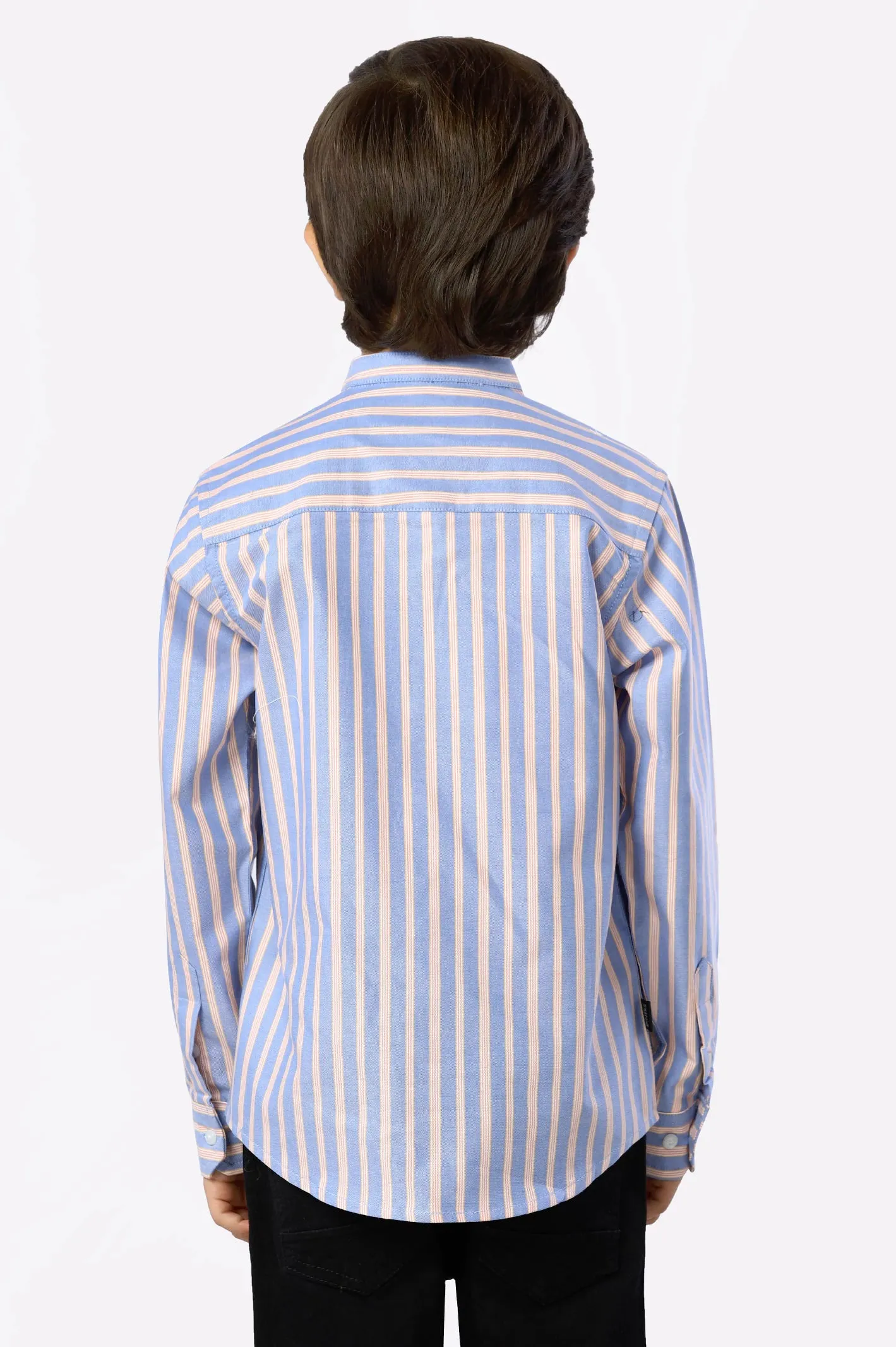 Royal Blue Awning Stripes Boys Shirt