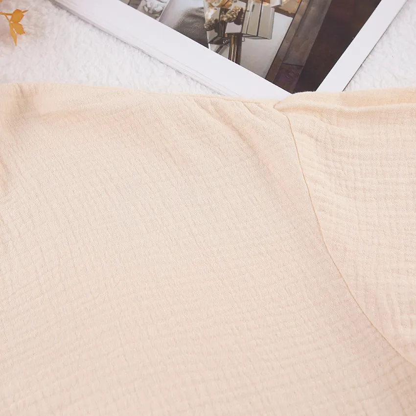 Shirt Double-layer Crepe Loose Long Sleeve Trousers Suit
