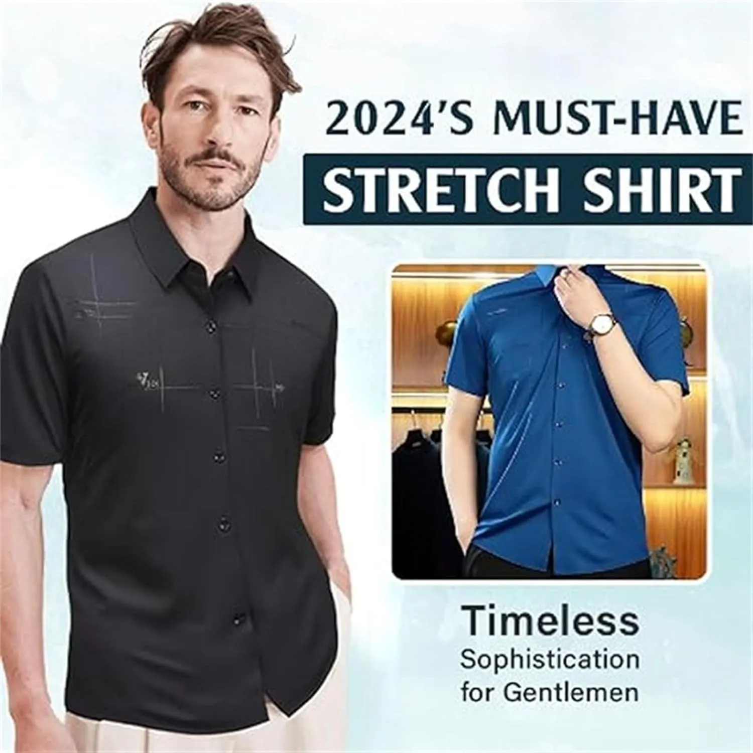 Shirts, Men's Breathable Ice-Silk Stretch Shirt, Undershirts T Shirts